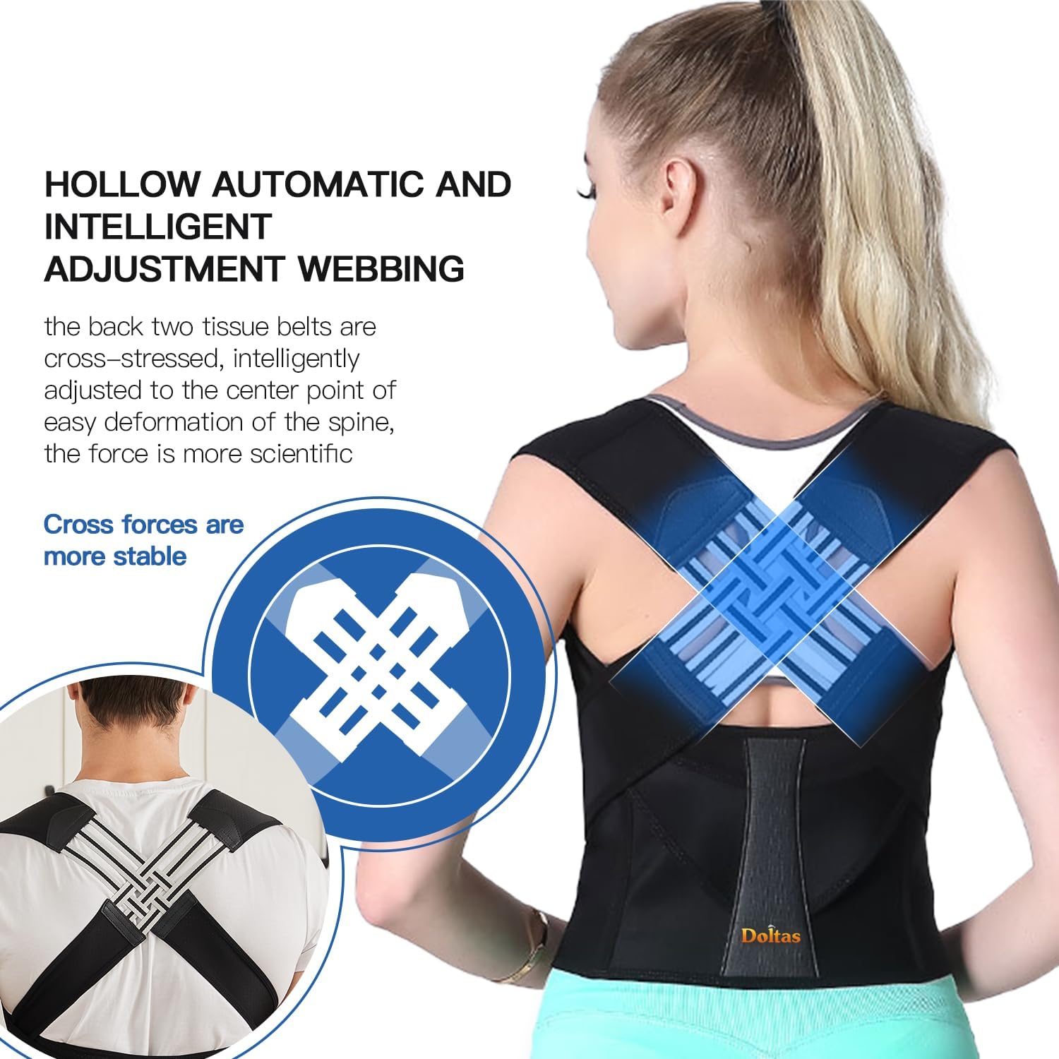 Neoprene X-Cross Posture Corrector Belt Universal Size Shoulder & Back Support Belt | Back Straightener Brace For Spine & Body Posture Correction | Clavicle Support For Unisex | Universal Size